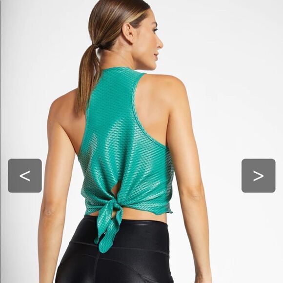 KORAL Raegan Shiny Netz Tank - Emerald Green Size S - Picture 2 of 8